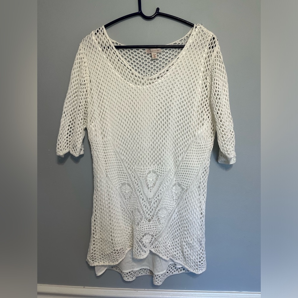 2X White Knitted Top/ Cover Up